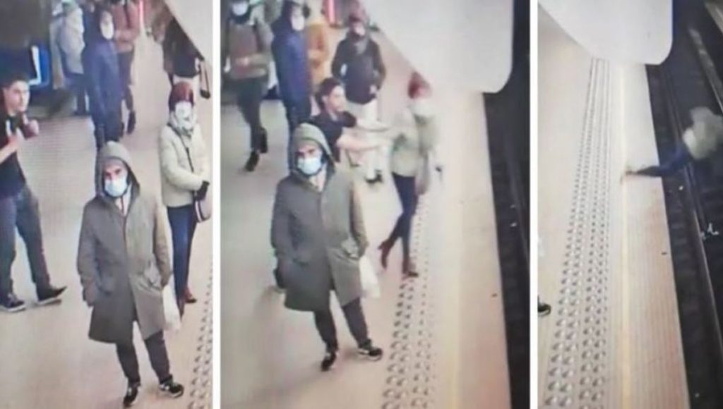 Jovem empurra mulher nos trilhos do metrô (Foto: Reprodução)