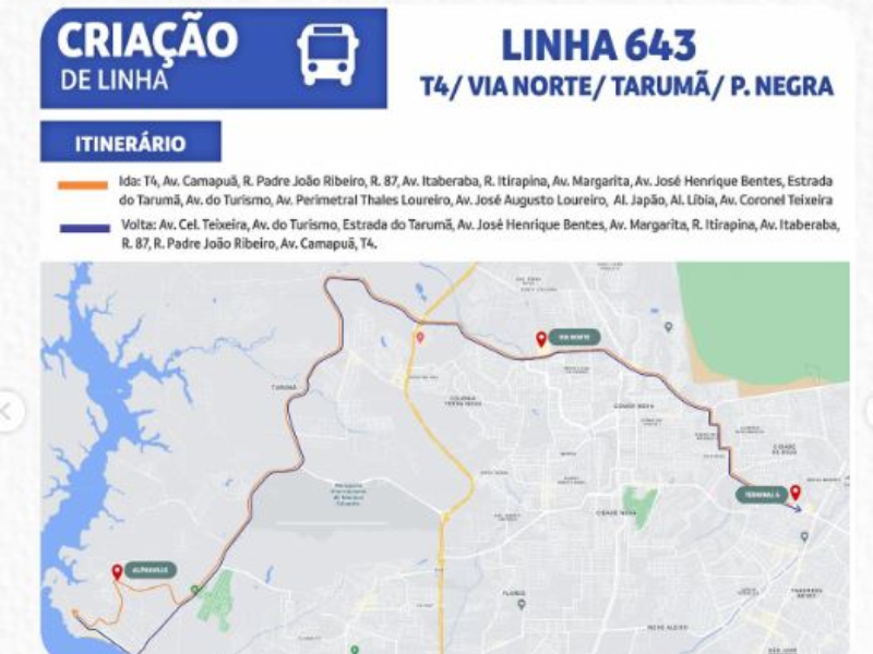Nova linha de ônibus em Manaus para atender a Ponta Negra